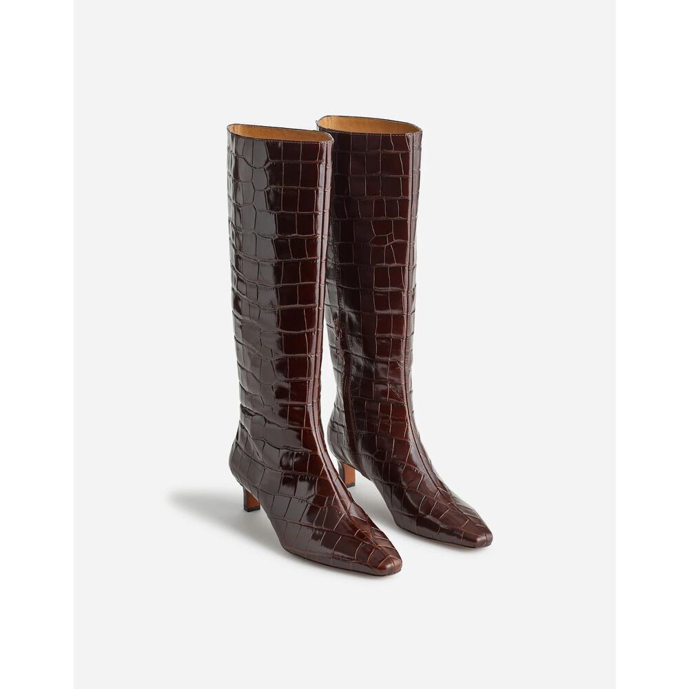 Madewell Women's The Dimes Kitten-Heel Knee Boot Chocolate Raisin Size 9 NWOB